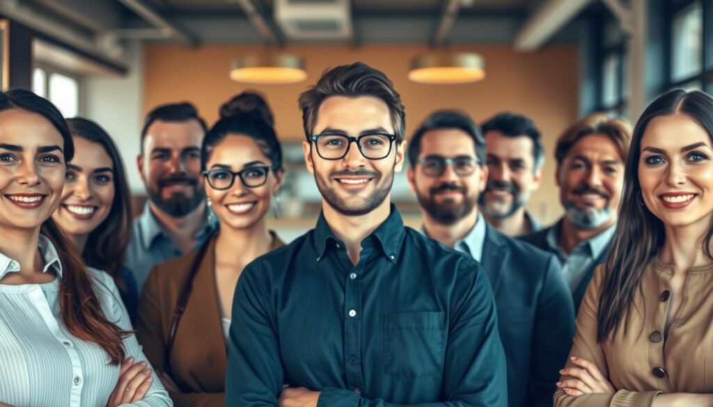 A hyper-realistic digital portrait of a diverse group of people, representing a target audience. The foreground features individuals of various ages, genders, and ethnicities, each with distinct expressions, gestures, and attire that convey their unique personalities and backgrounds. The middle ground showcases the group in a warm, inviting setting, such as a modern office or cafe, with natural lighting filtering through large windows. The background is subtly blurred, allowing the viewer to focus on the individuals in the foreground. The overall mood is one of inclusivity, professionalism, and engagement, reflecting the importance of understanding and connecting with one's target audience. A hyper-realistic digital portrait of a diverse group of people, representing a target audience. The foreground features individuals of various ages, genders, and ethnicities, each with distinct expressions, gestures, and attire that convey their unique personalities and backgrounds. The middle ground showcases the group in a warm, inviting setting, such as a modern office or cafe, with natural lighting filtering through large windows. The background is subtly blurred, allowing the viewer to focus on the individuals in the foreground. The overall mood is one of inclusivity, professionalism, and engagement, reflecting the importance of understanding and connecting with one's target audience.