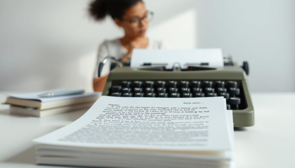 A pristine white background, illuminated by soft, natural lighting from above, creating a serene and inviting atmosphere. In the foreground, a stack of crisp, clean paper, with every sheet displaying an impeccably crafted piece of writing - clear, concise, and captivating. The middle ground features a vintage typewriter, its keys glistening, poised to bring these words to life. In the background, a subtle, blurred silhouette of a thoughtful writer, their focus solely on the task at hand, ensuring the content they produce is honest, trustworthy, and resonates with the reader. A pristine white background, illuminated by soft, natural lighting from above, creating a serene and inviting atmosphere. In the foreground, a stack of crisp, clean paper, with every sheet displaying an impeccably crafted piece of writing - clear, concise, and captivating. The middle ground features a vintage typewriter, its keys glistening, poised to bring these words to life. In the background, a subtle, blurred silhouette of a thoughtful writer, their focus solely on the task at hand, ensuring the content they produce is honest, trustworthy, and resonates with the reader.
